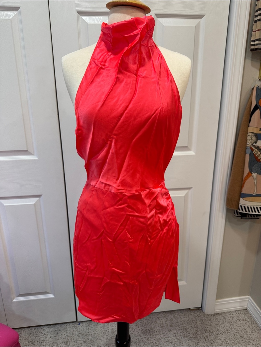 Amanda Uprichard One-Shoulder Red Satin Mini Dress